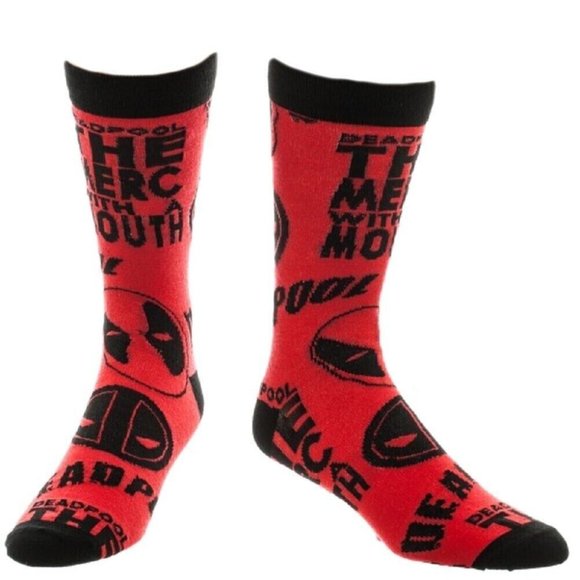 Deadpool‎ Socks All Over Print Mens' Crew 1 Pair NWT - Picture 1 of 1
